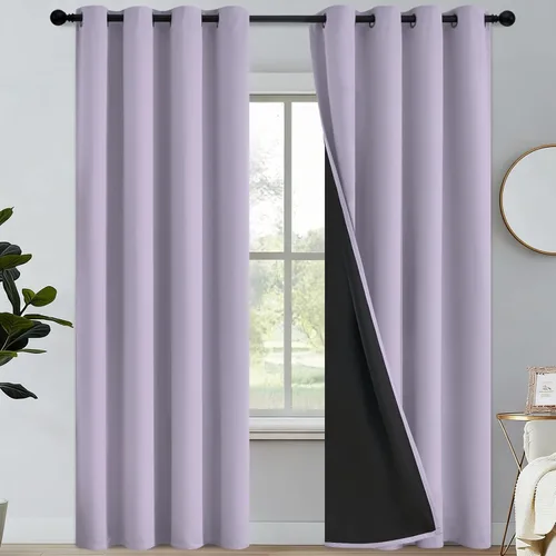 Miniatura 341 de Yakamok Cortinas negras, cortinas de ventana con aislamiento térmico y eficiencia energética para dormitorio, cortinas opacas completas y cortinas