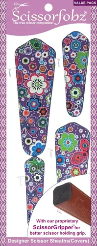 Miniatura 34 de Fundas protectoras para tijeras de diseñador, 4 unidades, tamaño surtido, diseño floral victoriano azul #4-304 Jardín floral victoriano azul