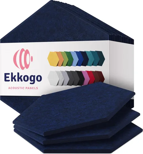 Paneles insonorizantes de alta densidad para pared, forma hexagonal, paquete de 12 unidades de 14" x 12.1" x 0.4", color azul mezclilla Azul denim