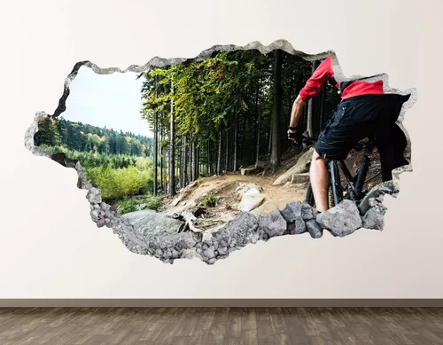 Calcomanía de pared para bicicleta, decoración 3D aplastada para niños, bicicleta de montaña, deportes, mural, regalo para el hogar, BL12 (70