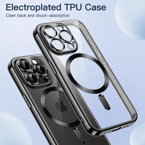 Miniatura 3 de JETech Funda magnética para iPhone 15 Pro de 6.1 pulgadas, protección completa de lente de cámara, compatible con carga inalámbrica MagSafe, funda