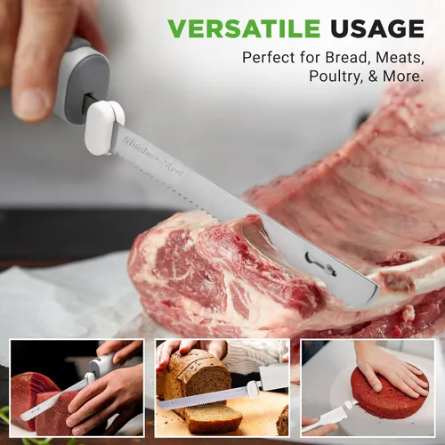 Miniatura 2 de NutriChef Cuchillo eléctrico inalámbrico Botón de seguridad fácil de usar con función constante de ENCENDIDO/APAGADO Para cortar pavo, carnes