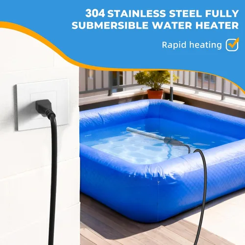 Miniatura 4 de Calentador de agua de inmersión de 1800W, calentador de piscina eléctrico totalmente sumergible, calentador de bañera de acero inoxidable