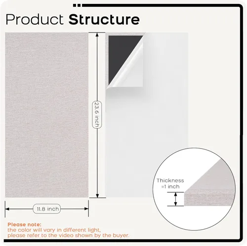 Miniatura 2 de BUBOS 4 paneles acústicos, paneles de pared insonorizados de tela de 23.6 x 11.8 pulgadas, paneles autoadhesivos de absorción de sonido para Lino