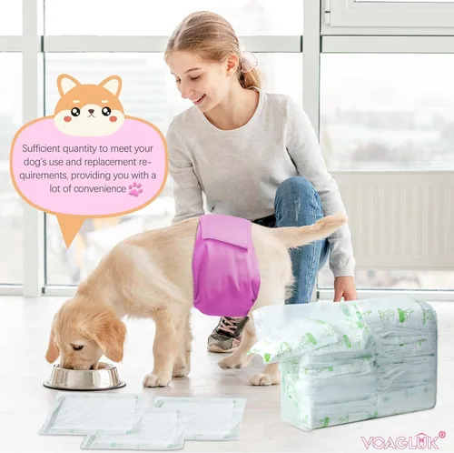 Miniatura 5 de Forros de pañales para perros para perros machos y hembras, 100 unidades, almohadillas de refuerzo de pañales desechables súper absorbentes