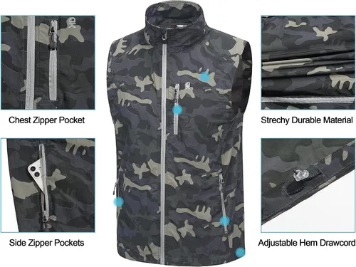 Miniatura 6 de Little Donkey Andy Chaleco de secado rápido para hombre, sin mangas, elástico, resistente al viento, para golf, ciclismo, correr