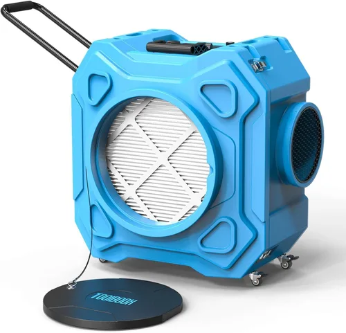 Miniatura 10 de Depurador de aire con filtración de 3 etapas, máquina de aire negativo HEPA de 750 CFM con ruedas bloqueables de 360° y mango plegable automático