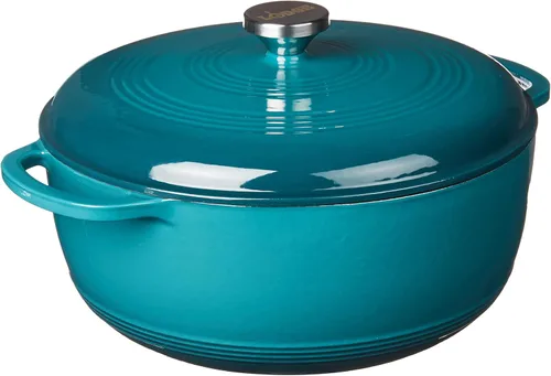 Miniatura 8 de Lodge, EC7D33 - Horno holandés de hierro fundido esmaltado, 7.5 cuartos de galón, azul caribe