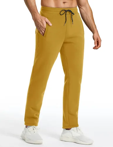 Miniatura 3 de FASKUNOIE Pantalones de forro polar de invierno para hombre, pesados y cálidos, con forro de sherpa, pantalones deportivos para correr con bolsillos