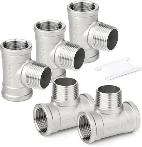 Miniatura 9 de TAISHER 2 piezas de accesorios de tubo en T de acero inoxidable 304, accesorios de tubo hembra NPT de 1-1/2" x 1-1/2" x 1-1/2