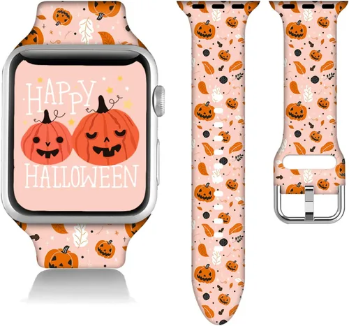 Miniatura 20 de Compatible con Apple Watch de copo de nieve de 38/40/41/42/44/45/46/1.929 in para mujeres y hombres, correa de repuesto de silicona suave para Hojas