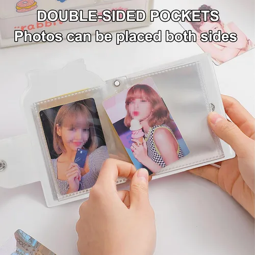 Miniatura 5 de Kpop - Mini álbumes de fotos de 3 pulgadas, 40 bolsillos, soporte para tarjetas fotográficas con lazo, patrón de corbatín, álbum de fotos para Azul