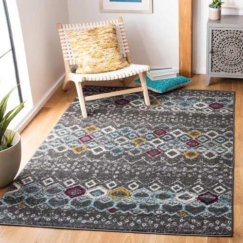 Miniatura 42 de SAFAVIEH Amsterdam Collection Alfombra Decorativa - 2.3 pies x 4 pies, Negro & Multi, Diseño Marroquí Bohemio, Sin Desprendimiento y Fácil Cuidado