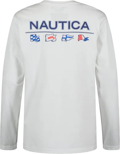 Miniatura 2 de Nautica Camiseta de manga larga con cuello redondo para niños, suave, cómoda, ajuste relajado
