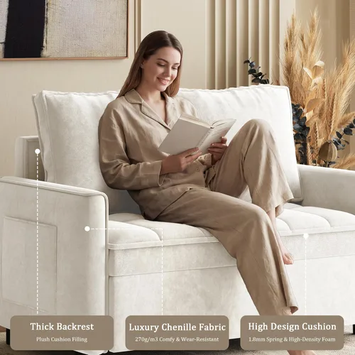 Miniatura 4 de Wrofly Sofá cama convertible 3 en 1, sofá cama extraíble para sala de estar con bolsillos laterales y almohadas extraíbles, respaldo ajustable, sofá