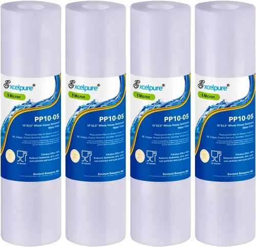 Miniatura 7 de EXCELPURE Cartucho de filtro de agua para sedimentos para toda la casa de 5 micras de 10 x 2.5 pulgadas, repuesto para cualquier unidad de RO de 10