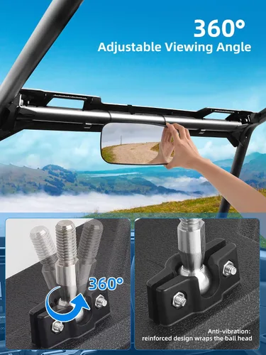 Miniatura 4 de ZIDIYORUO Polaris Ranger Espejo retrovisor, espejo retrovisor central HD para Polaris Ranger 500 570 900 XP 1000XP Crew 2017-2026, ajuste