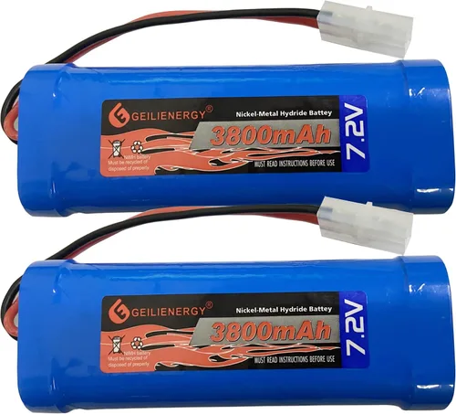 Miniatura 7 de Paquete de baterías RC de 7.2V (paquete de 2) 3800mAh de alta capacidad de 6 celdas NiMH Flat Battery Pack w/Standard Tamiya Connector+7.2V Smart