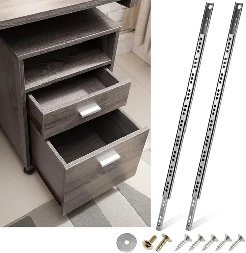 Miniatura 9 de 12 guías de cajón con rodamientos de bolas de 12 pulgadas / 12.205 in, 2 rieles de metal plegables, riel deslizante bidireccional con tornillos