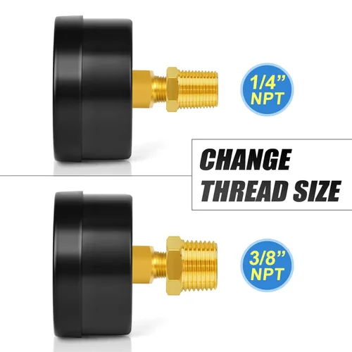 Miniatura 5 de MEANLIN MEASURE Manómetro de presión de bomba de pozo de 0-60 Psi, cara de dial de 2", NPT de 1/8", con buje hexagonal NPT de 1/4" y NPT de 3/8