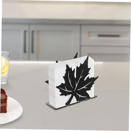 Miniatura 7 de HOMSFOU decoración de mesa de comedor decoración de Navidad decoración del hogar soporte de toalla de papel negro Soporte de servilleta vertical