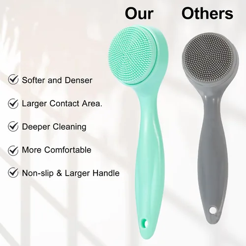 Miniatura 9 de Paquete de 2 cepillos exfoliantes de silicona para la cara, cepillo manual de limpieza facial manual, limpiador de puntos negros, cerdas suaves
