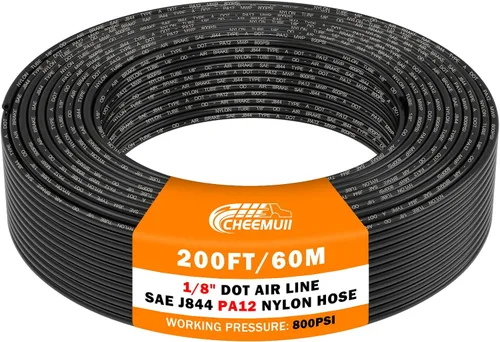 Miniatura 16 de CheeMuii 50 pies 3/8 Tubo Neumático 3/8" PA12 Nylon DOT Línea de Aire SAE J844 Manguera de Aire DOT 15.3 Metros 3/8 Pulgadas OD Tubo de Aire Negro