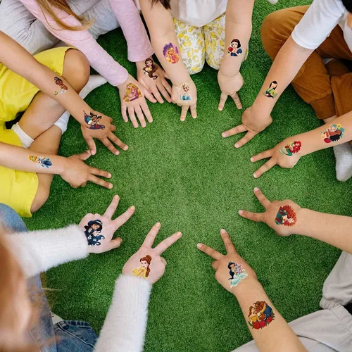 Miniatura 4 de 40 hojas de tatuajes temporales de princesa para niños, calcomanías de decoración de princesa de dibujos animados, regalos para niñas y niños