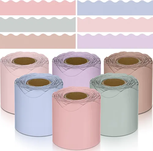Miniatura 26 de TaoBary 6 Rollos 59.98 m Decoraciones de Bordes de Tablero de Anuncios de Navidad y de Invierno para el Aula, Bordes Dentados para Tablero de negro