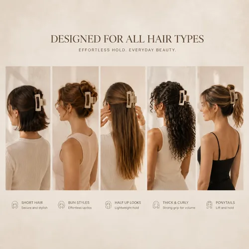 Miniatura 4 de TOCESS Beige Claw Clips for Women, 4 Inch Strong Hold Matte Large Hair Clips for Thick Thin Fine Curly Hair, Non Slip Big Hair Claw Clips for Long