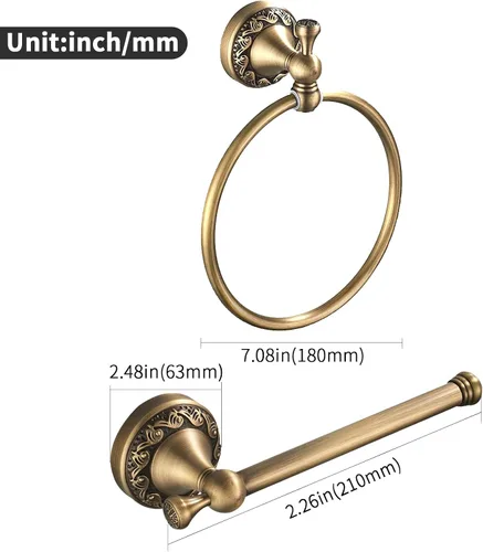 Miniatura 6 de Leyden Soporte de papel higiénico de latón, anillo de toalla antiguo, soporte retro para toallas de mano, rollo de pañuelo, colgador de papel