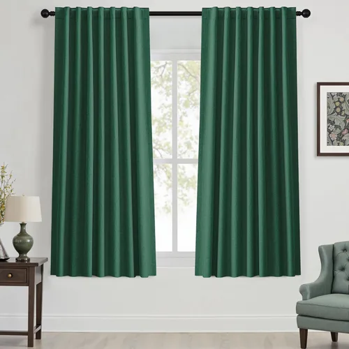 Miniatura 24 de UHITECH Cortinas cortas de lino de 24 pulgadas de largo para ventanas pequeñas de granja, cortinas opacas modernas para sala de estar, pestañas