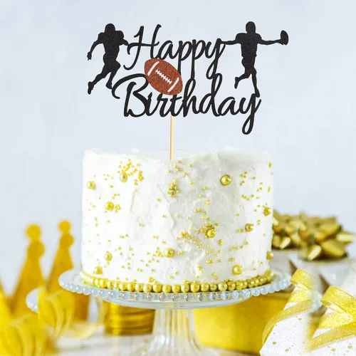Miniatura 6 de Decoración para pastel de fútbol, bola de rugby, decoración de pastel de feliz cumpleaños para fútbol / deporte para decoración de fiesta