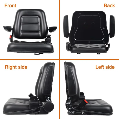 Miniatura 7 de Asiento universal para carretilla elevadora, asiento de tractor plegable con reposabrazos y cinturón de seguridad retráctil, respaldo de ángulo