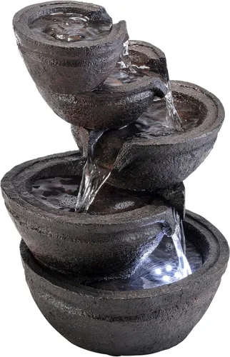 Miniatura 8 de Alpine Corporation WIN1138 - Fuente de agua de mesa para interiores de 13 pulgadas con luces LED, función de agua en cascada para el hogar, oficina
