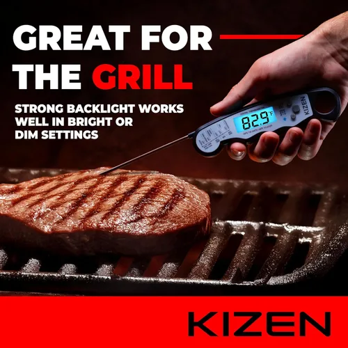 Miniatura 3 de Termómetro digital de lectura instantánea para carne de KIZEN - Termómetro de alimentos para cocinar, parrilla, horno, barbacoa - Clasificación IP67