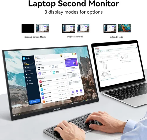 Miniatura 5 de Monitor portátil de 18.5 pulgadas 120Hz FHD 1080P HDMI USB-C, 99% sRGB, monitores de juegos HDR Altavoces incorporados Kickstand y VESA Segunda