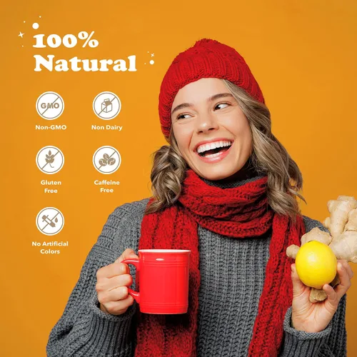 Miniatura 6 de Pocas Honey Ginger - Té instantáneo en polvo, sabor a limón, paquete de 2, extracto de jengibre y miel real, té sin cafeína, 20 paquetes por caja