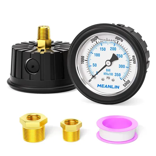Miniatura 49 de MEANLIN MEASURE - Manómetro de acero inoxidable, relleno de líquido, esfera con cara de 2.5 pulgadas, NPT de 1/4 de pulgada, agua, aceite y gas
