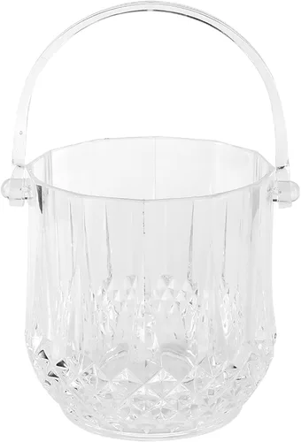 Miniatura 5 de Cubo de hielo de plástico, cubo de hielo acrílico transparente de 1.8 L con asa de transporte, enfriador de bebidas de vino champán para familias