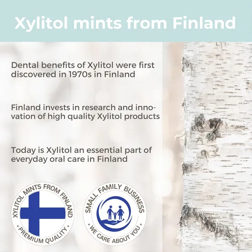 Miniatura 5 de Mentas de xilitol para el cuidado bucal: sabor a menta, 100% endulzado con xilitol, mentas sin azúcar, mentas dentales Happy Teeth de Finlandia, 5