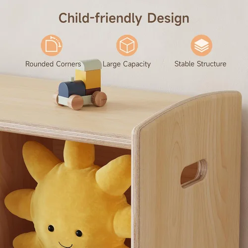 Miniatura 7 de ONBRILL Estantería Montessori de 8 cubos, estantería y organizador de almacenamiento de juguetes para habitación de niños, estantería de madera de 3