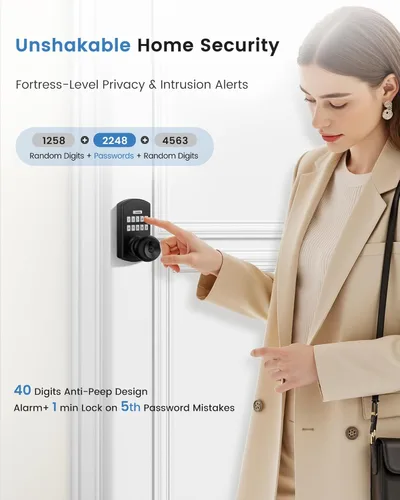 Miniatura 7 de Hidalife Pomo de puerta inteligente con teclado, cerradura de puerta de entrada sin llave para puerta delantera, modo de paso fácil, código único
