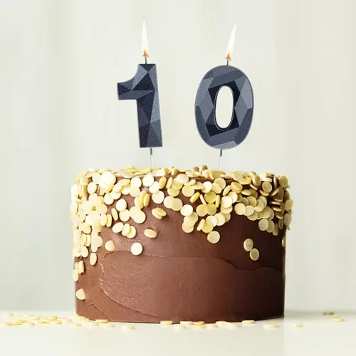 Miniatura 6 de Nuanchu Velas de cumpleaños número 10 en forma de diamante 3D, velas numeradas para pastel de cumpleaños, velas temáticas para hornear en familia