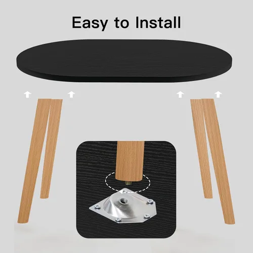 Miniatura 7 de FAMIDGE Mesa auxiliar, mesas auxiliares ovaladas pequeñas de 23.6 pulgadas para espacios pequeños con 4 patas de madera maciza, mesa de pie