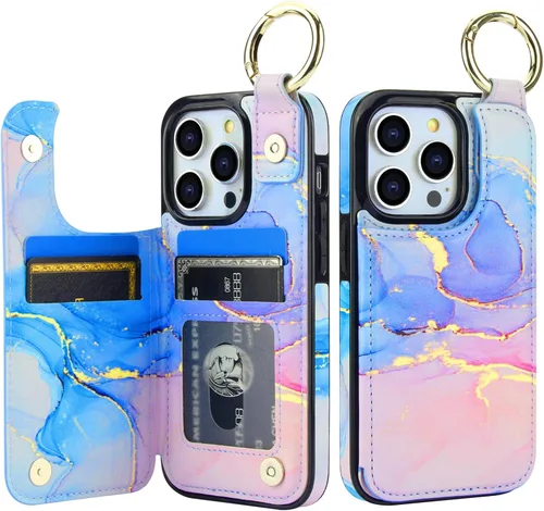 Miniatura 8 de HAOPINSH Funda tipo cartera para iPhone 14 Pro con tarjetero, patrón de flores pálidas en la parte trasera, de piel sintética, con ranuras para Flor