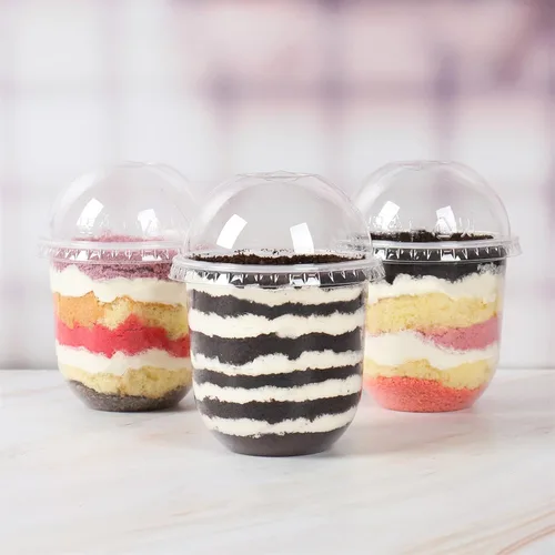 Miniatura 5 de Vasos desechables de plástico transparente de 12 onzas con tapas de cúpula, perfectas para bebidas frías, café, batidos, postres, sin BPA, paquete