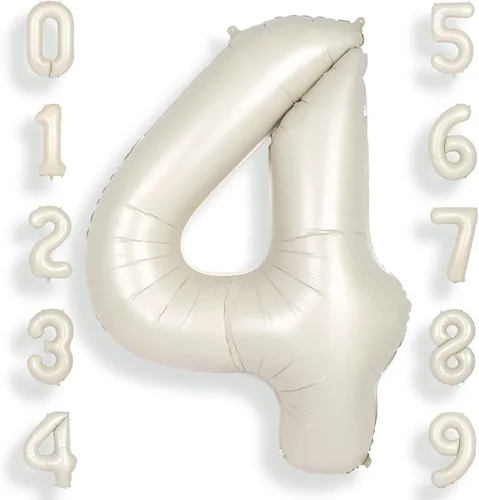 Miniatura 40 de SUWEN Globos de helio grandes de 102 cm (40 pulgadas) con letra S en color crema. Globos grandes de papel de aluminio con letra en helio, de A a Z.