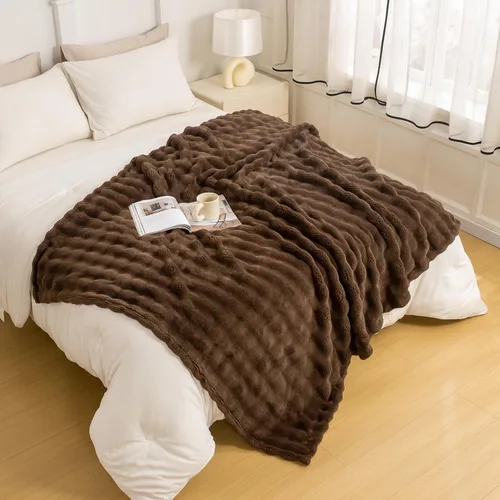 Miniatura 32 de YUSOKI - Manta de forro polar 3D con burbujas Felpa ultrasuave y esponjosa de 13.44 oz/m² Manta ligera y acogedora para sofá cama Para todas