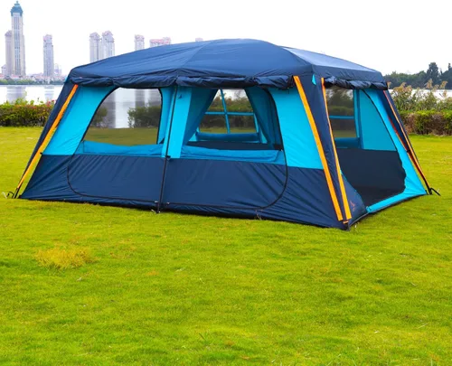 Miniatura 4 de KTT Extra Large Tent 12-14 Person,Family Cabin Tents,2 Rooms,Straight Wall,2 Doors 4 Windows with Mesh,Waterproof,Double Layer,Big Tent for Azul